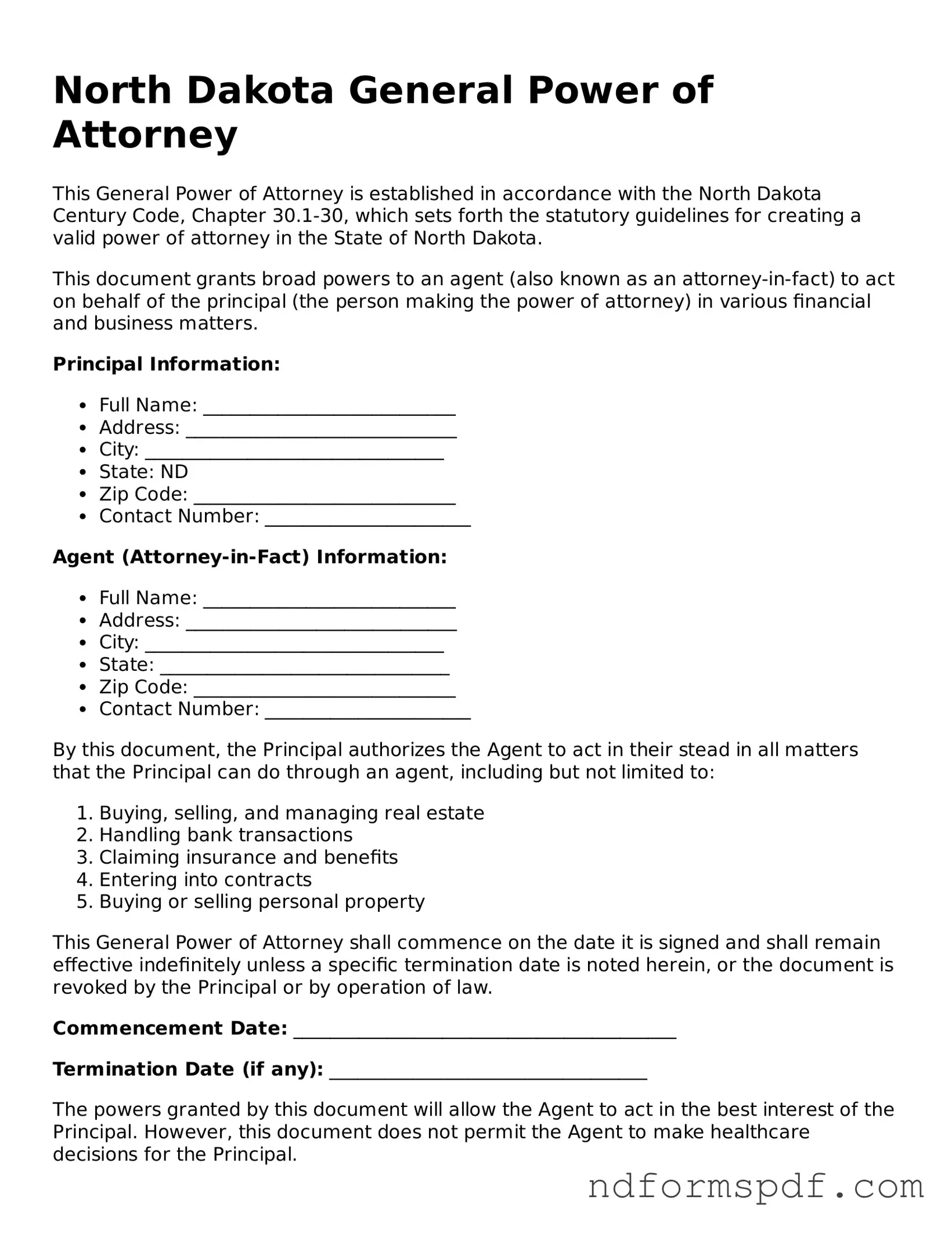 Attorney-Verified General Power of Attorney Form for the State of North Dakota