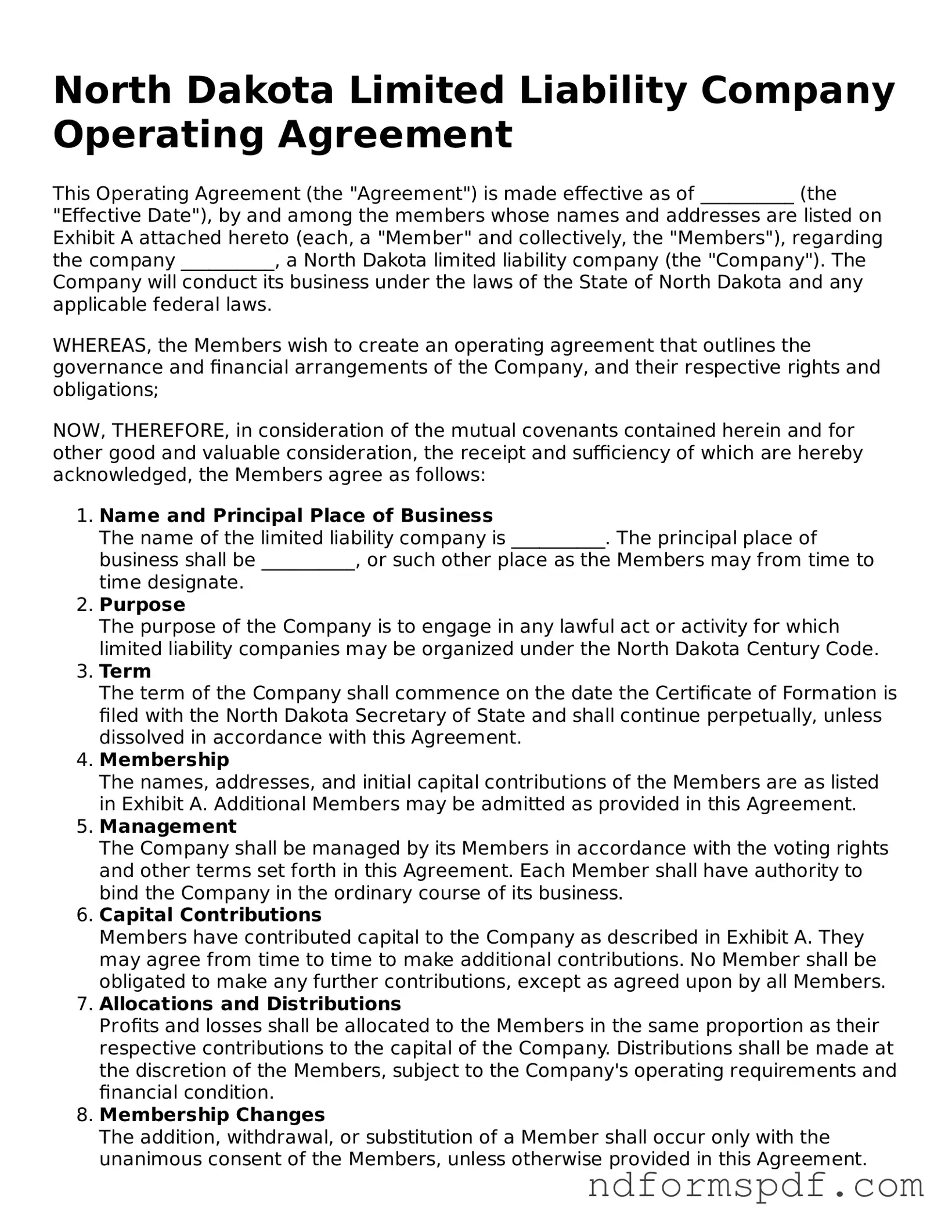 Attorney-Verified Operating Agreement Form for the State of North Dakota