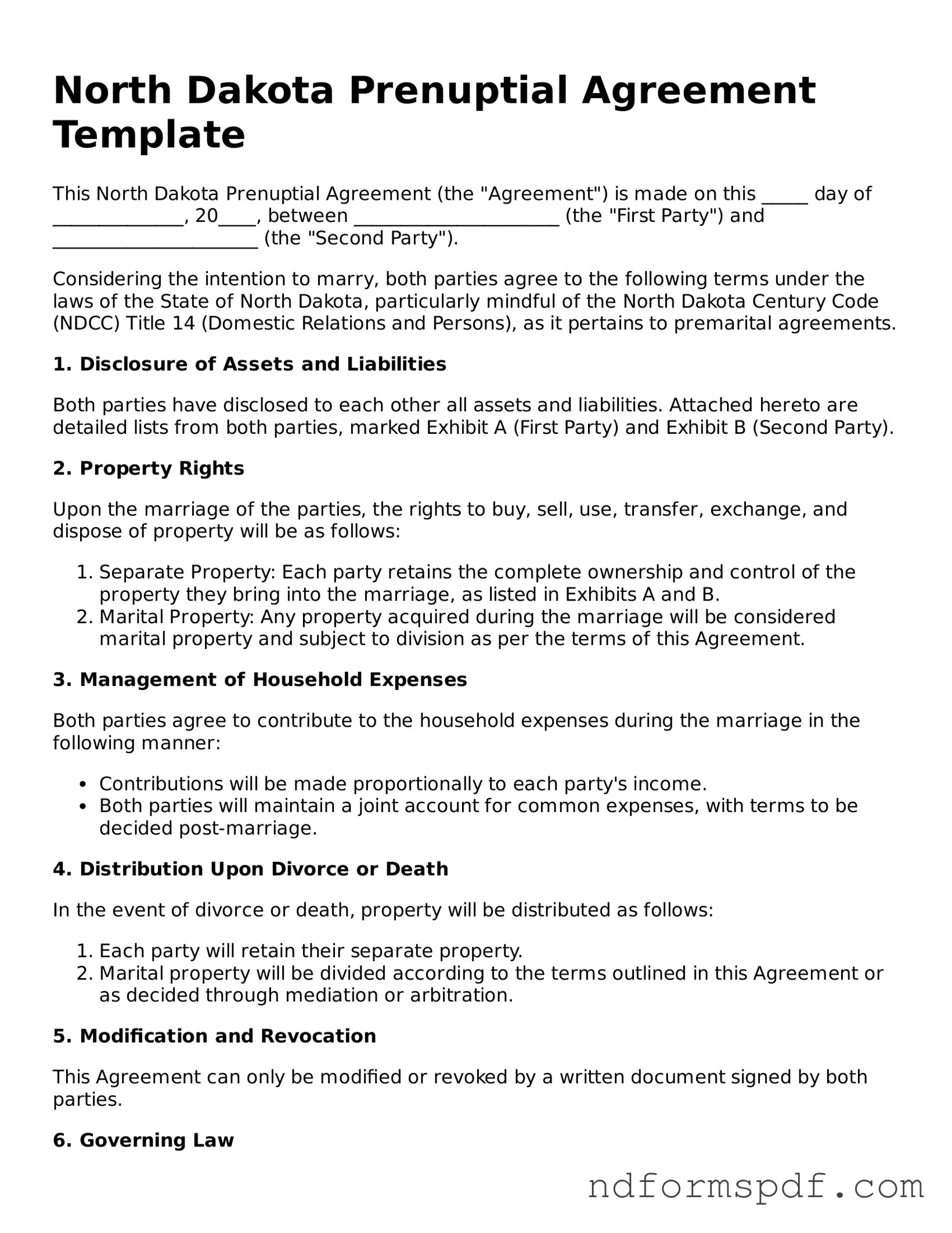 Attorney-Verified Prenuptial Agreement Form for the State of North Dakota