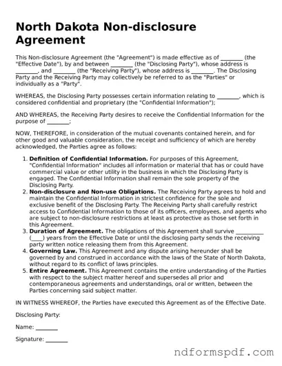 Attorney-Verified Non-disclosure Agreement Form for the State of North Dakota