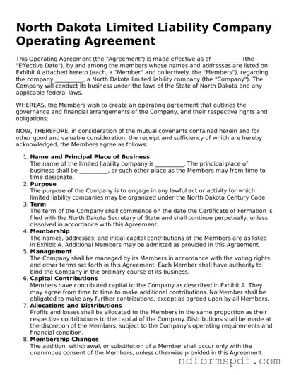 Attorney-Verified Operating Agreement Form for the State of North Dakota