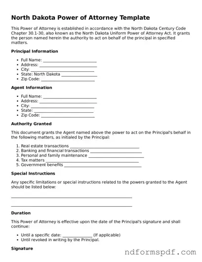 Attorney-Verified Power of Attorney Form for the State of North Dakota