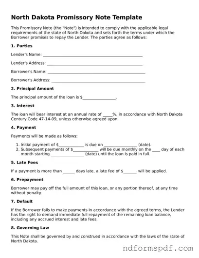Attorney-Verified Promissory Note Form for the State of North Dakota
